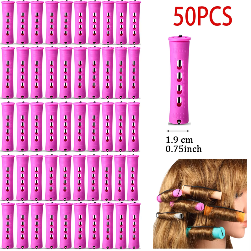 50 pçs 5 tamanhos rolos de cabelo perm hastes conjunto rolos onda fria hastes para mulheres longo cabelo curto diy ferramentas estilo cabeleireiro: Azul