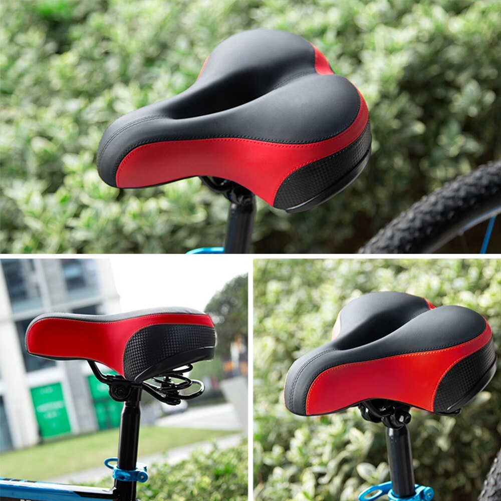 Comfortabele Mannen Vrouwen Bike Seat C99 Memory Foam Gewatteerde Lederen Brede Fietszadel Kussen Met Achterlicht