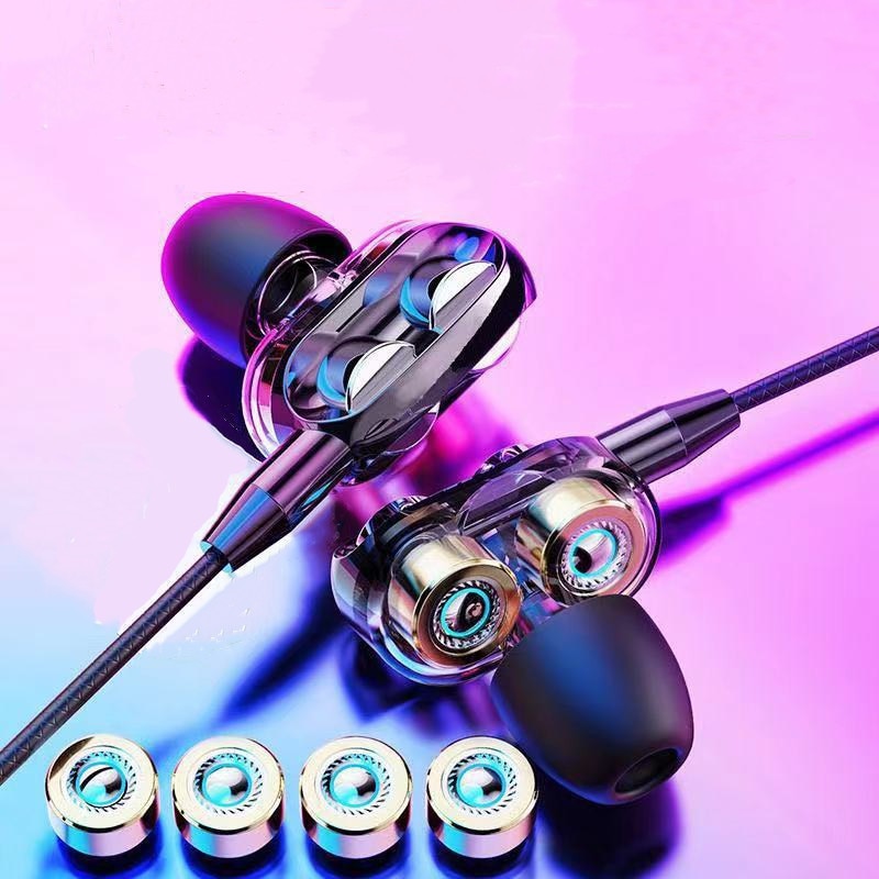 Stereo oordopjes met dubbele aandrijving, in-ear sportheadset met microfoon, mini-oordopjes, handsfree oordopjes voor iphone, samsung, huawei, xiaomi