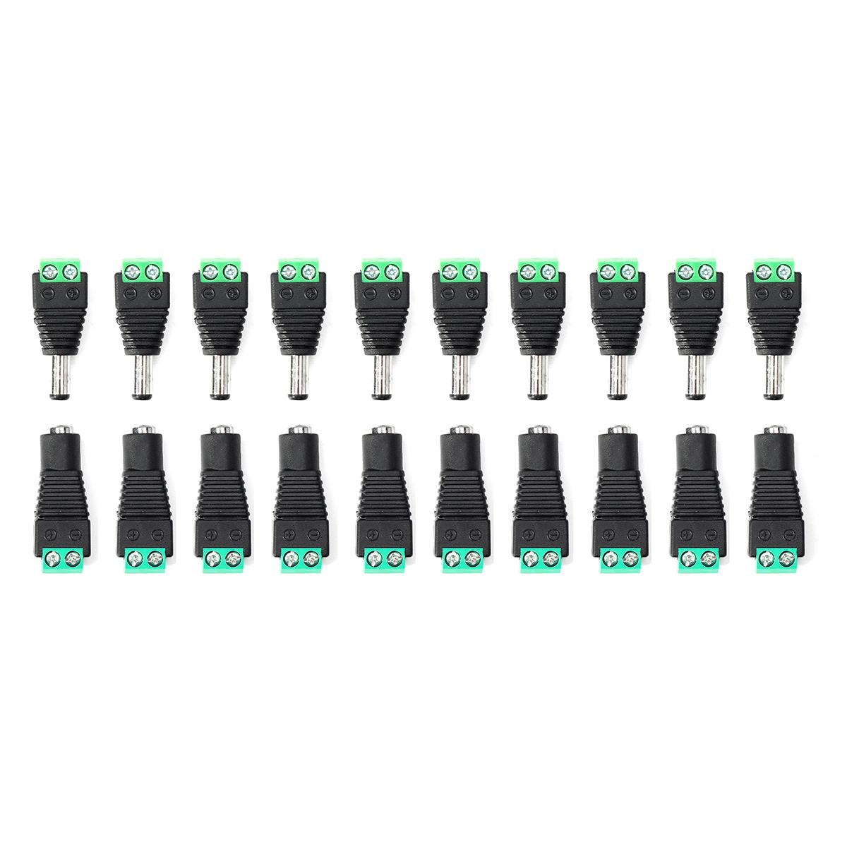 20 Pcs Man Vrouw Dc Power Jack Connectors Cctv Camera Led Strip Adapter Plug Cable Connector Voor Led Light Strip accessoires