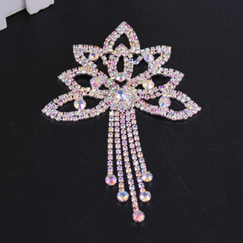1 para brillant weiß kristall Applikationen stein quasten für Bekleidungs Kostüm Dekoration atemberaubend Strass Applikationen trimmen: Applikationen Gürtel 14