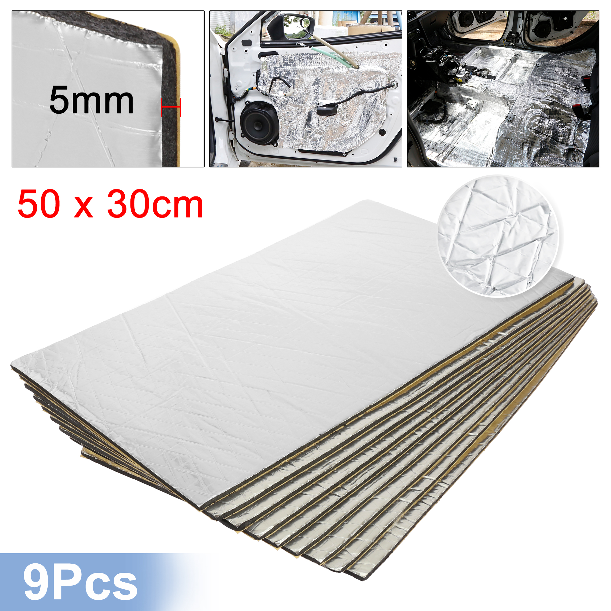 Uxcell-manta isolante de calor e som automotivo, 12 ou 50cm x 30cm, isolamento da temperatura, impermeabilização: 5mm9pcsAluminaFiber