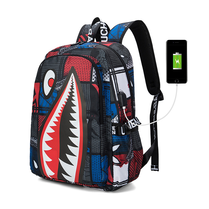 Camo Bookbag for Middle Shark Backpack Boys for Kids School Bags Travel Back Pack: Dark Grey