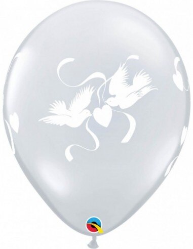 Ballon Liefde Duiven Ronde 40cm Transparant