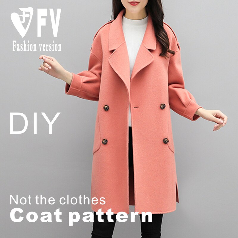 Abrigo de Cachemira de doble cara para mujer, gabardina de manga con hombro caído, de corte 1:1, BFY-294 de dibujo