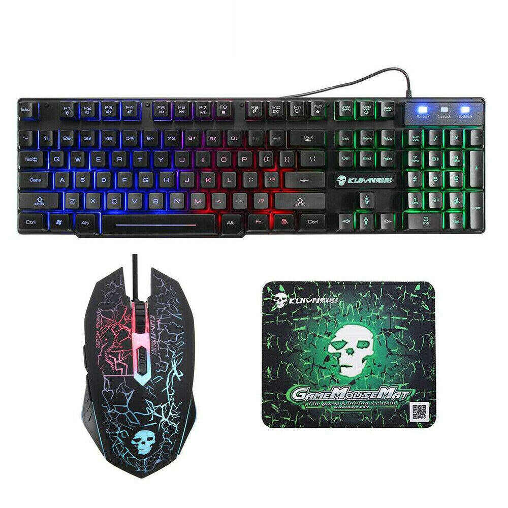 Gaming Keyboard and Mouse Set Rainbow LED USB Illuminated For PS4 Xbox PC Laptop: Default Title