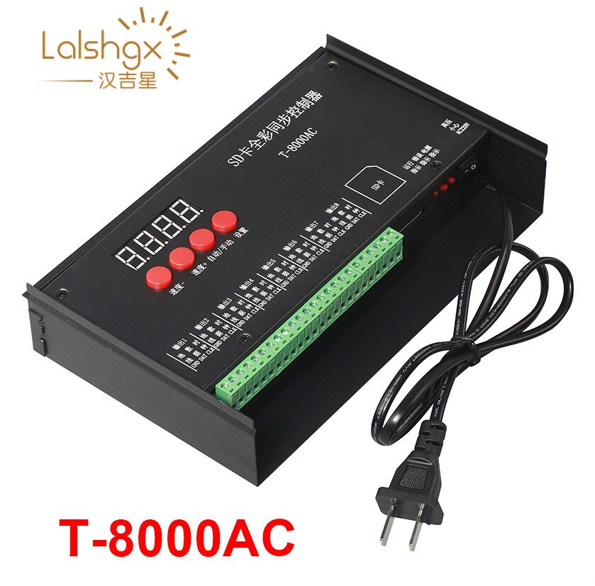 T8000 AC110-240V SD Card Pixel Controller for WS2801 WS2811 LPD8806 MAX 8192 Pixels DC5V
