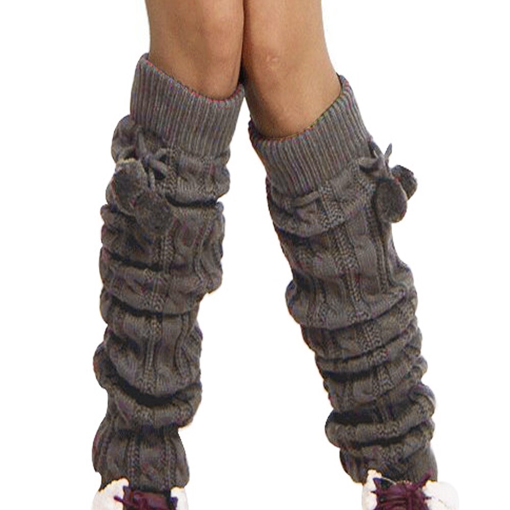 Beenwarmers dames overknee warme gebreide sokken lange laarsmanchetten beenwarmer met pluche bal gebreide beenwarmers japans