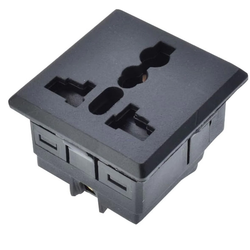 AC socket panel British standard three plug with security door 13A black lock screw embedded cabinet desktop socket module