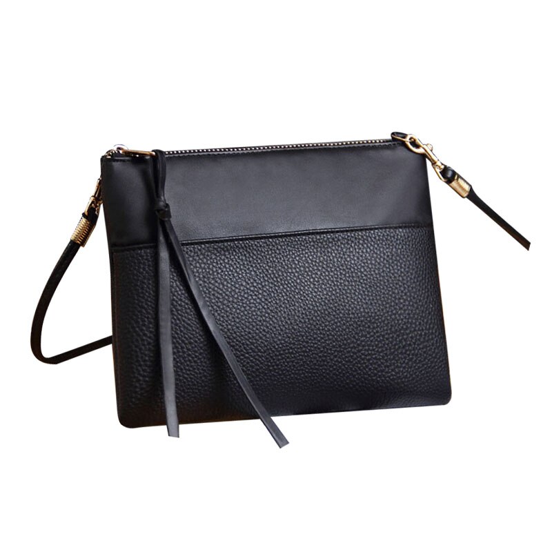 Women's Clutch Bag Simple Black Leather Crossbody Bags Enveloped Shaped Small Messenger Shoulder Bags Big Female Bag