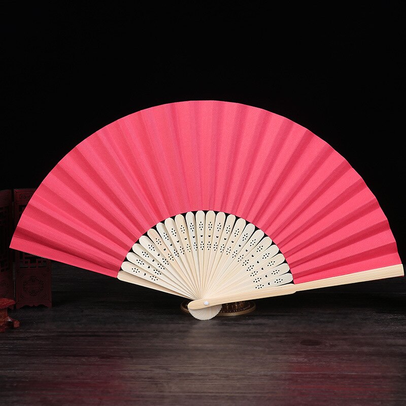 10 Pcs / Lot Pattern Folding Dance Paper Hand Fan Wedding Party DIY Favors: Red