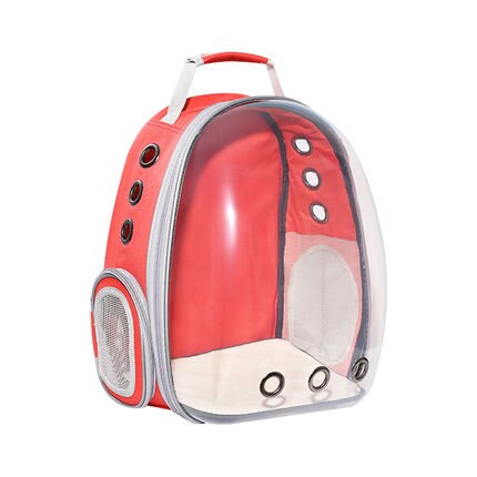 Kat Zak Ademend Draagbare Pet Carrier Capsule Zak Outdoor Rugzak Voor Kat En Hond Transparante Ruimte Kleine Hond Rugzak: Rood