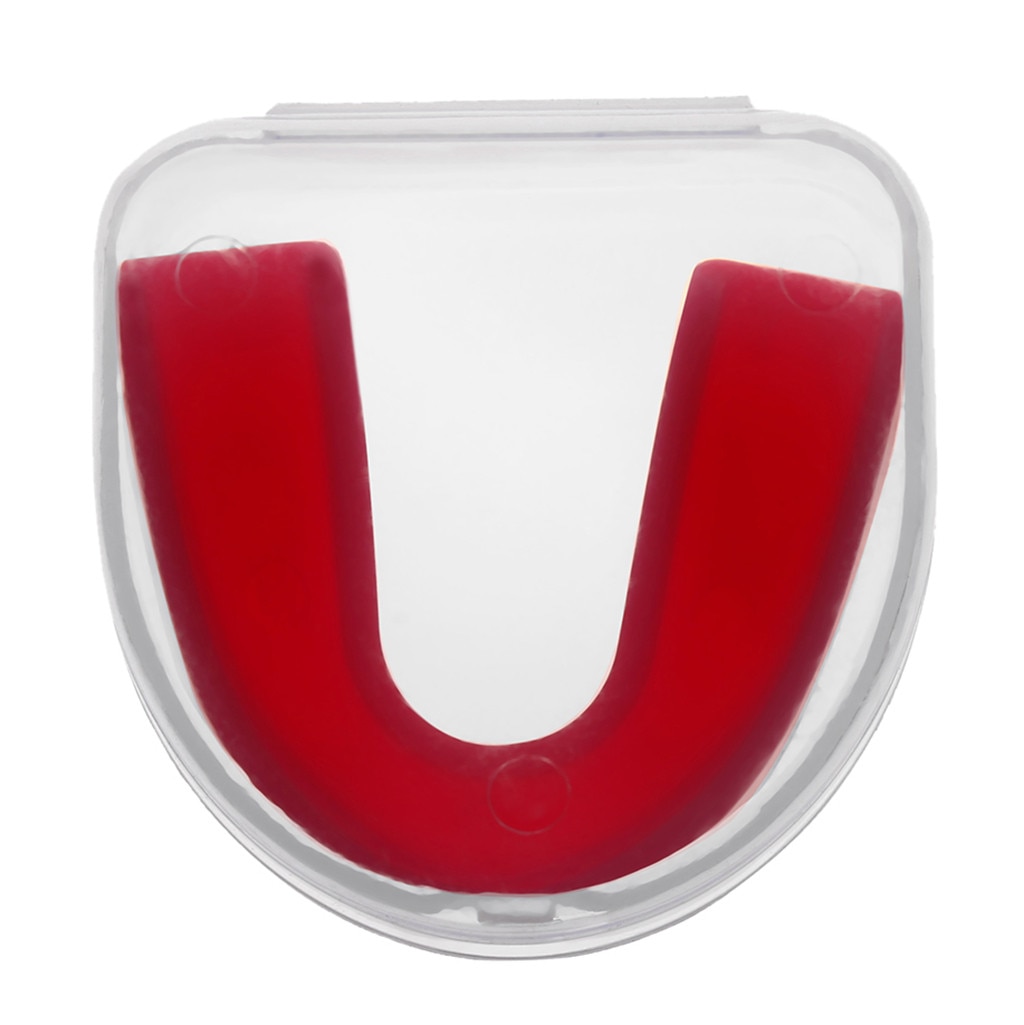CLEAR Gum Shield Teeth Protector Mouth Guard Piece Rugby Football Boxing Basketball Football Rugby Boxing CaseTooth Sleeve: Red