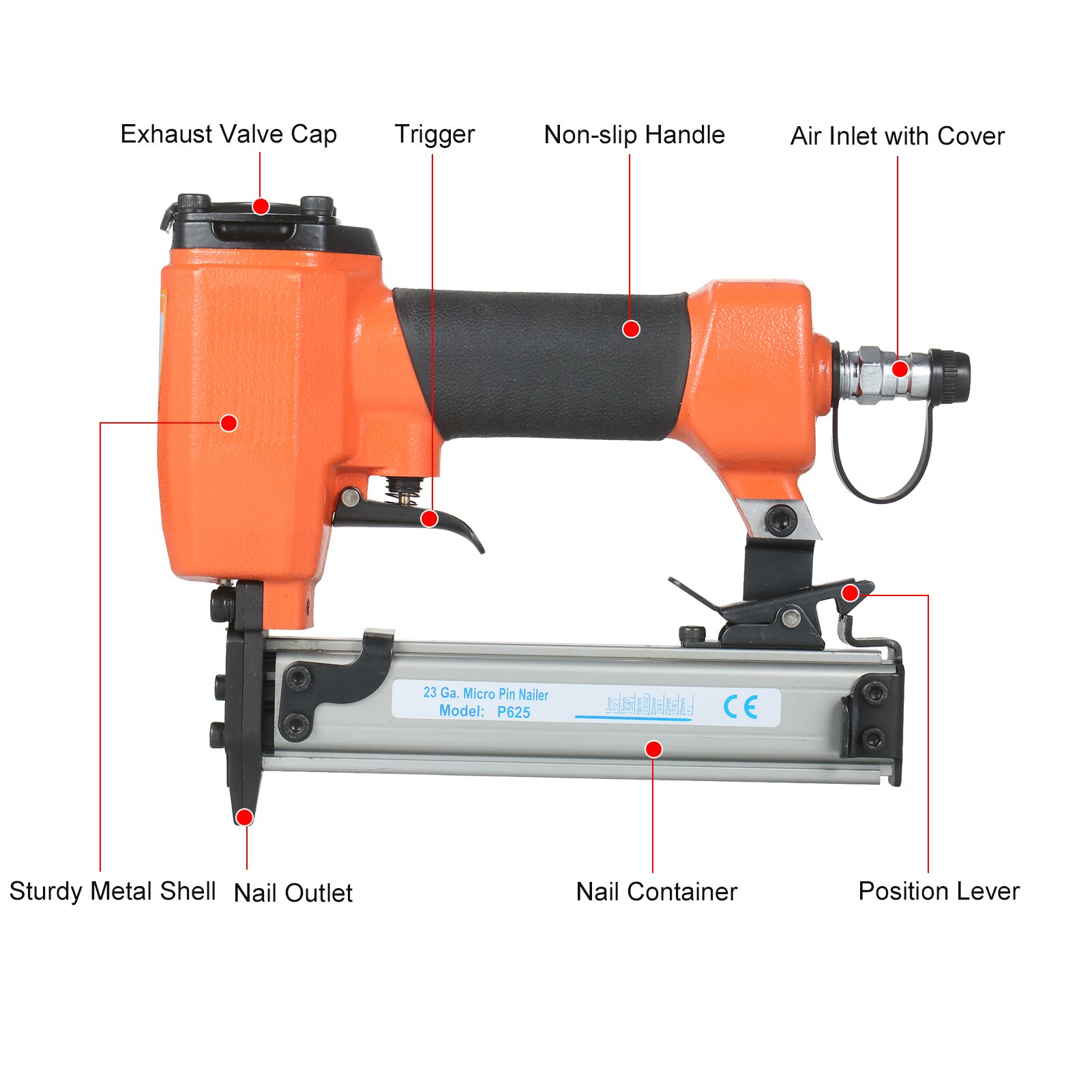 18 Gauge Brad Nailer 5/8 Inch to 1-1/4 Inch Pneumatic Finishing Stapler Air Nailer Nail Gun for Woodworking Furniture Decoration