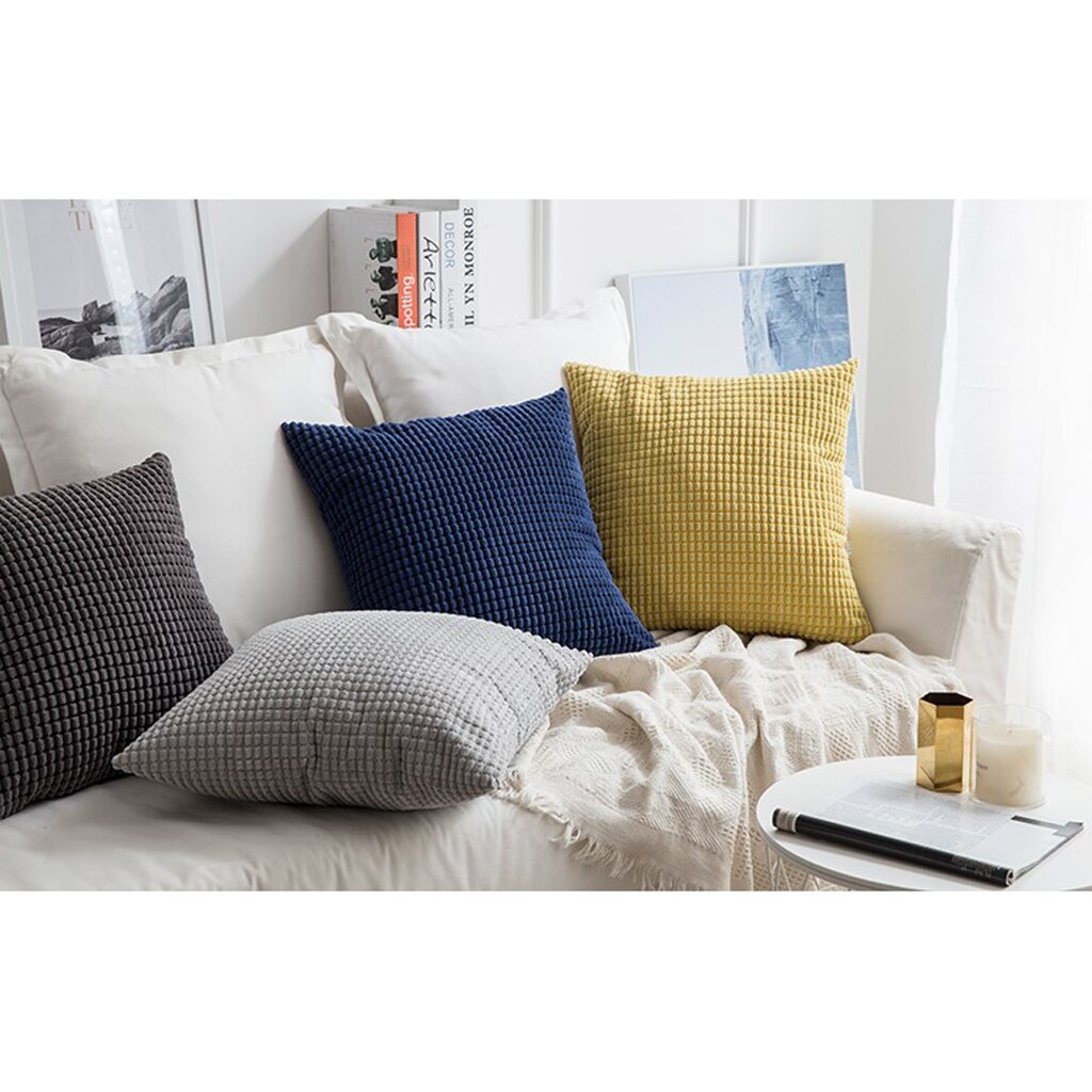 4 st mjuk dekorativ randig manchester sammet fyrkantig kudde soffa kuddfodral för soffa , 24 x 24 tum