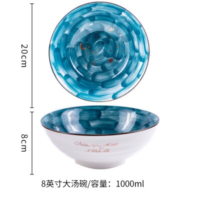 1 Pcs Sterrenhemel Gouden Keramische Plaat Huishouden Schotel Saus Rijst Kommen Soep Noedels Diner Plaat Steak Westerse Voedsel servies: 1000ml Bowl