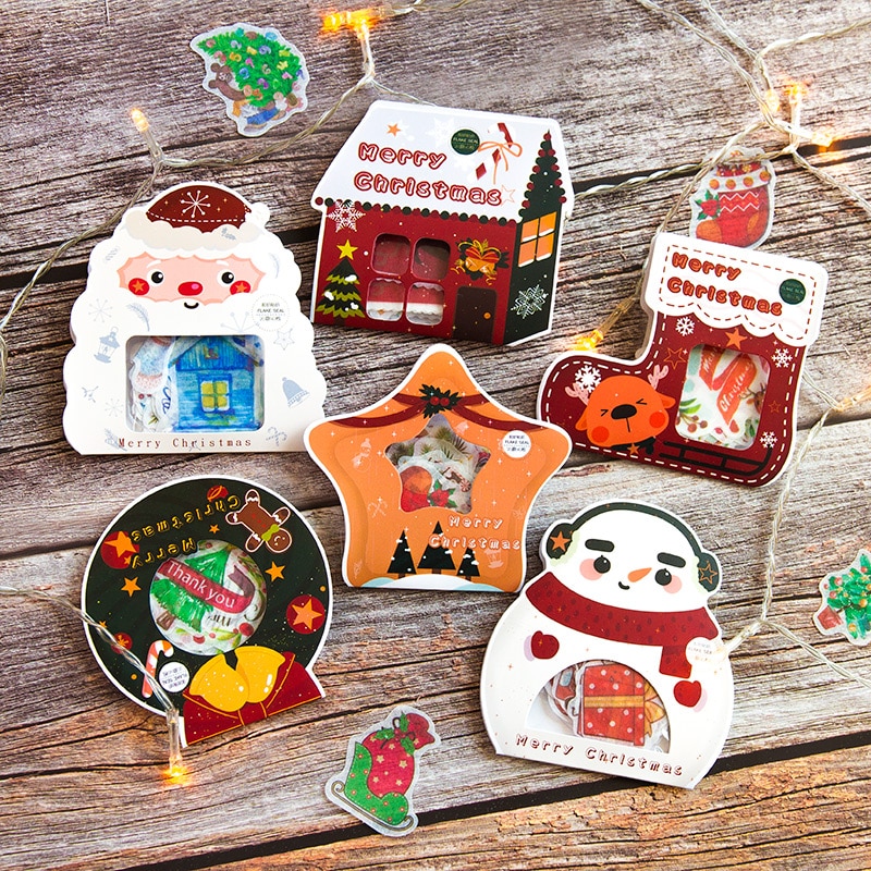 Kerst Serie Decoratieve Washi Stickers Scrapbooking Stok Label Dagboek Briefpapier Album Sneeuwpop Elanden Stickers