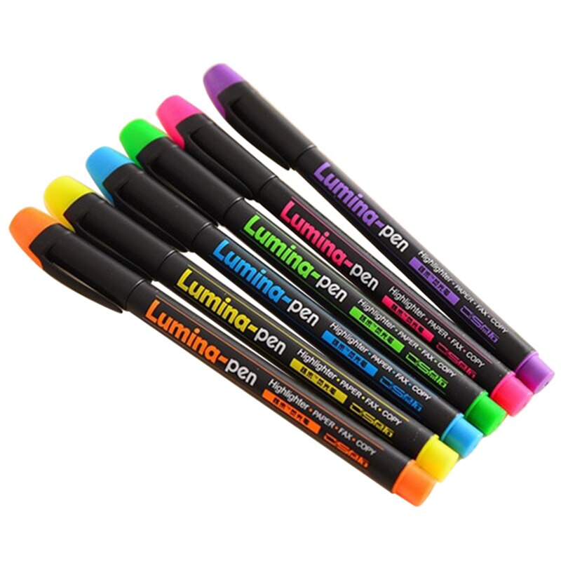 6 Stks/partij Lumina Pennen Highlighter Voor Papier Kopie Fax Diy Tekening Marker Pen Briefpapier Office Materiaal Schoolbenodigdheden