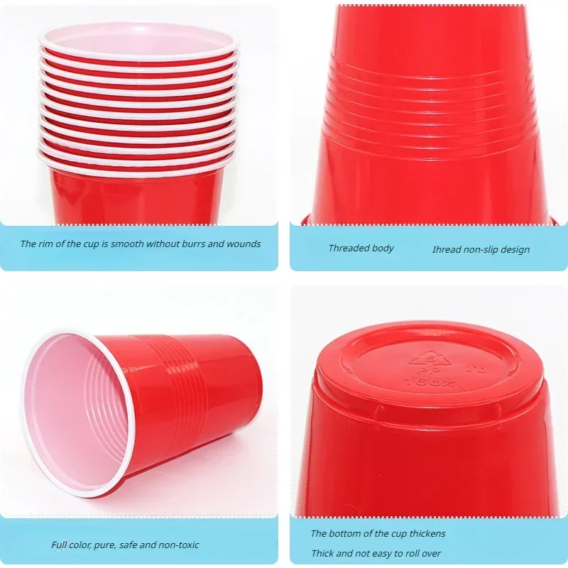 50PCS 16oz/500ml Plastic Party Cups Disposable Plastic Cup Set Beer Pong Game Drinks, Wedding Birthday Party Disposable Cup Set