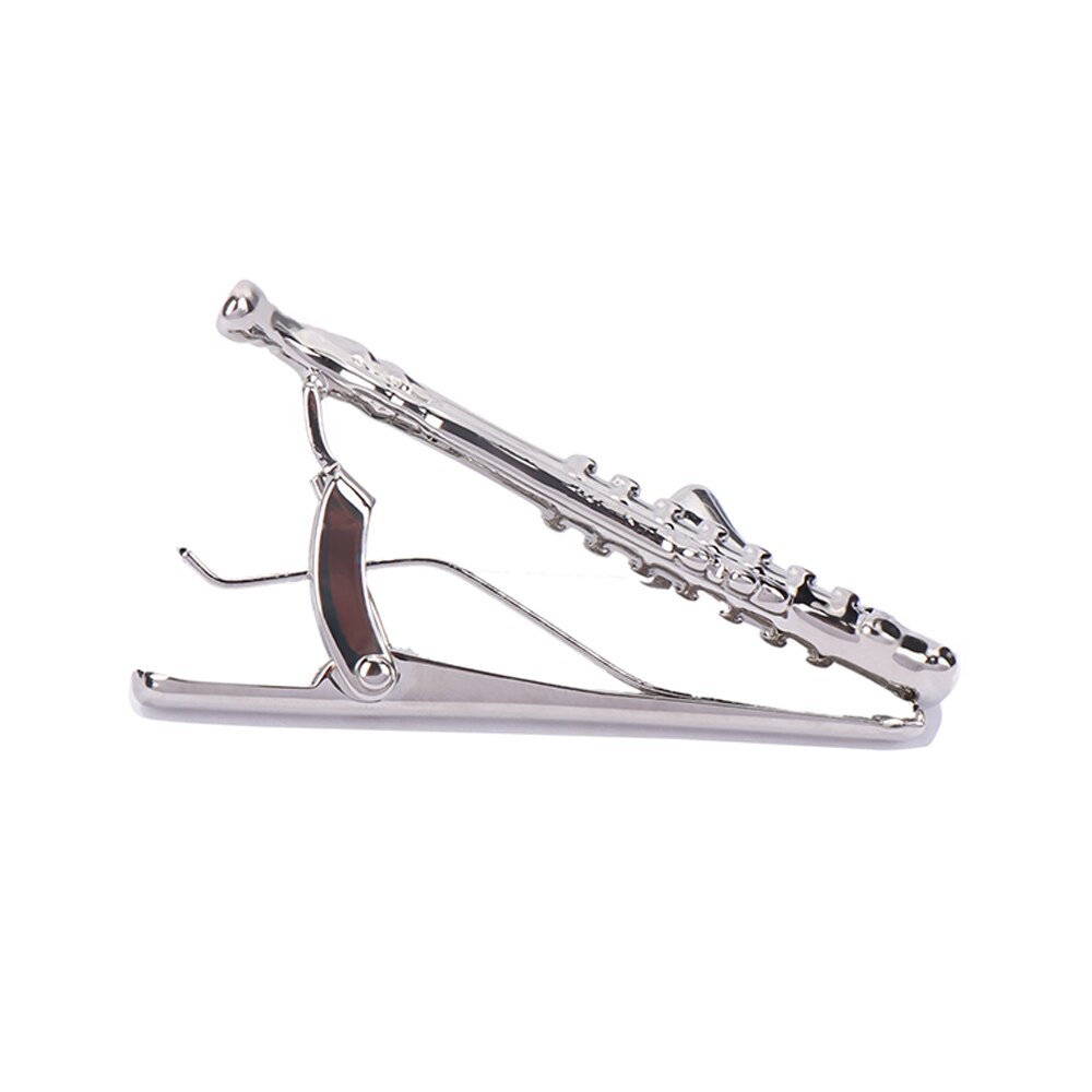 1pc Men Tie Clip Fish Bone Leaf Guitar Feather Saxophone Multiple Styles Tone Metal Tie Clip Tie Bar Necktie Clips