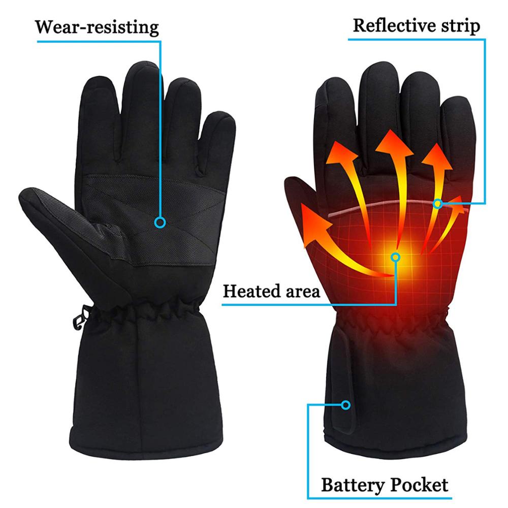 Opvarmede handsker til mænd kvinder elektriske vinter termiske berøringsskærm opvarmningshandsker til cykling vandring ski snowboardhandsker: Cy -hg001 en størrelse / M