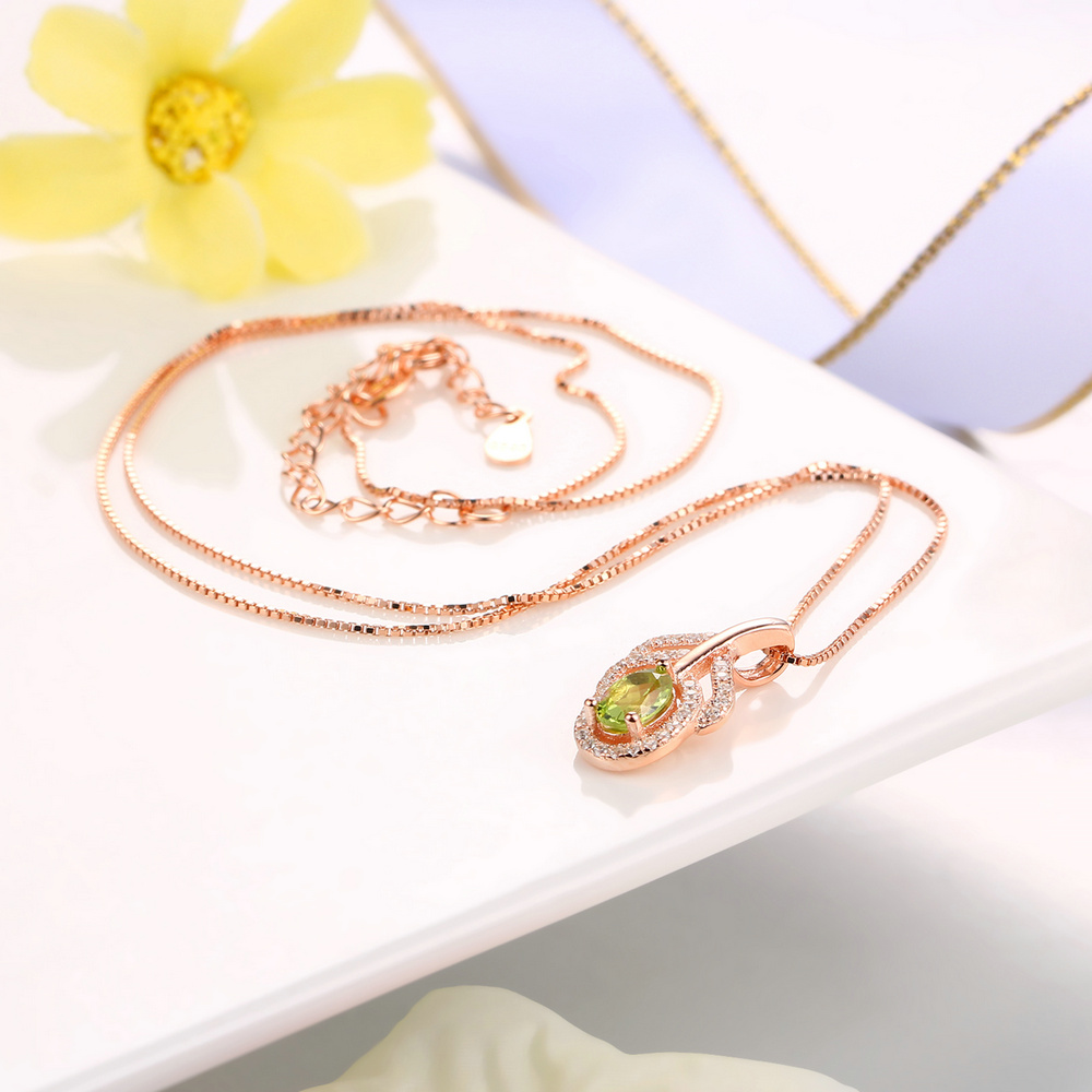 MoBuy Grün Peridot Natürliche Edelstein 2 stücke Schmuck Sets 100% 925 Sterling Silber Für Frauen Engagement Party Feine Schmuck V045EN