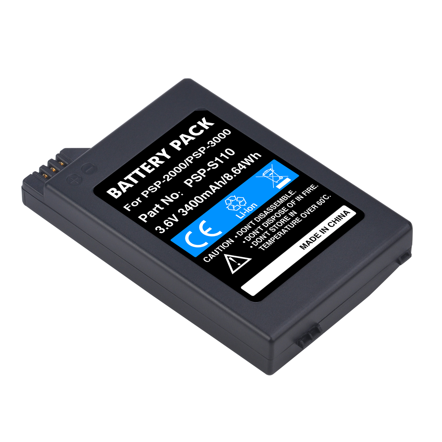 Batteria 2400mAh PSP-2000 PSP-3000 per Sony PSP2000 PSP2001 PSP2002 PSP2003 PSP2004 PSP2005 PSP2007 PSP2008 PSP3000: 3300 milioni