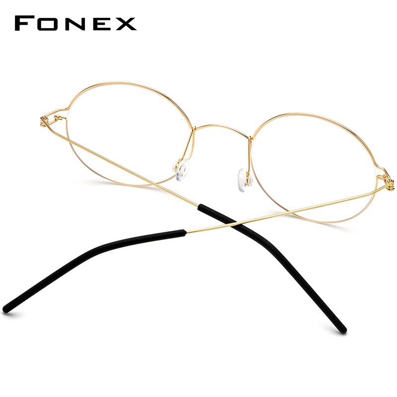 FONEX Screwless Eyewear Prescription Eyeglasses Frame Women Round Myopia Optical Denmark Korean Glasses Frame Men Titanium 98607