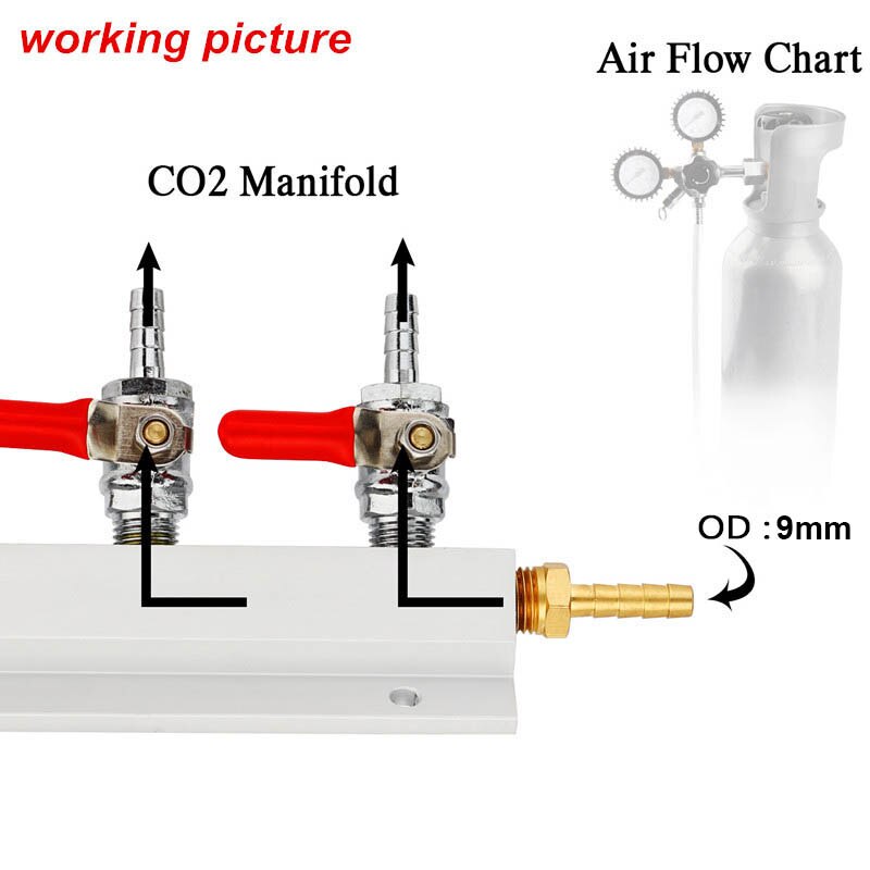 3 Way CO2 Gas Distribution Manifold with 9mm Hose Barb inlet/outlet fittings For Draft Beer Keg, Home brewing Check Valves