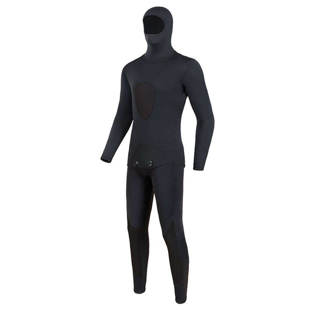 3mm Camouflage Wetsuit Long Sleeve Fission Hooded 2 Pieces Of Neoprene Submersible For Men Keep Warm Waterproof Diving Suit: 3mm Black / M