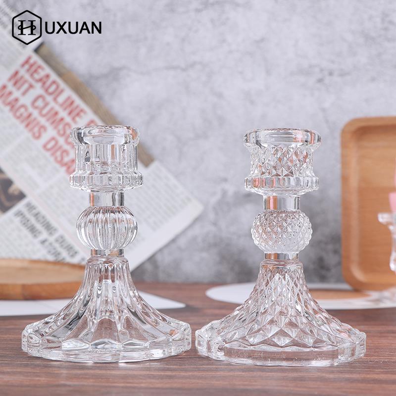 7.7 x 10cm glas ljushållare för värmeljus retro glas ljusstake romantisk fest middag bröllop dekoration heminredning