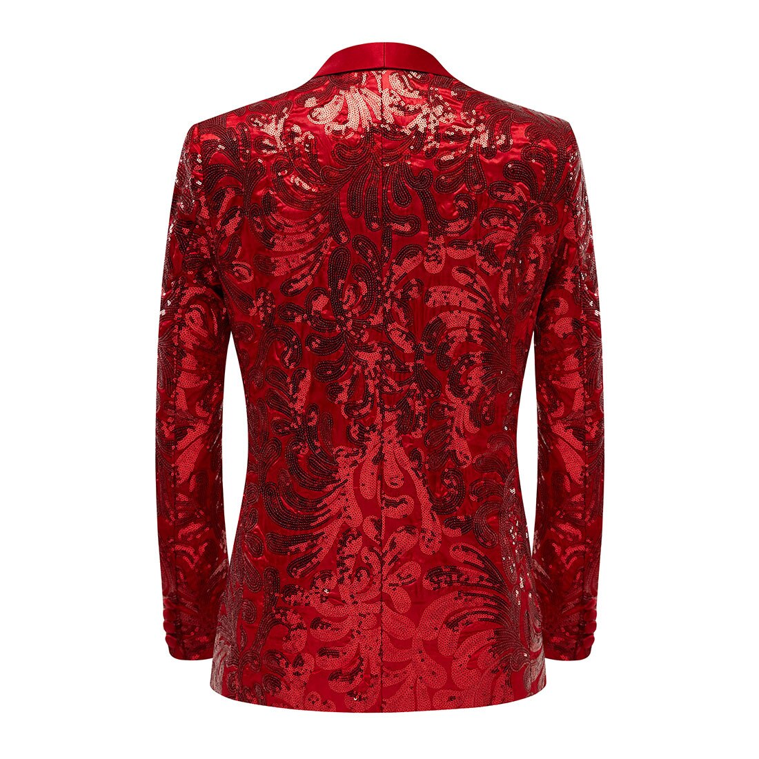 Veste de Costume de luxe en velours rouge pour hommes, Blazer à motif Floral, châle , à revers, Costume de chanteur de scène