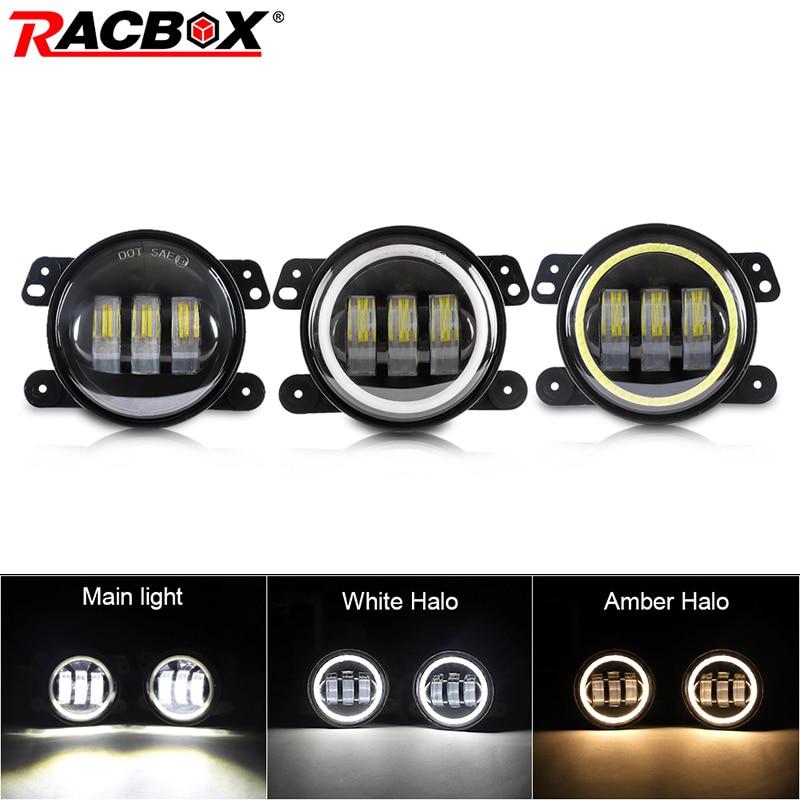 4 Inch mini LED Fog Light 7D with White Amber halo 6000K waterproof 12V 24V For Universal fog Light Projector Lenses three style