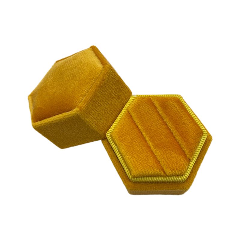 Hexagon Samt Ring Box Doppel Ring Display Halter mit Abnehmbaren Deckel Ring Box Halter für Hochzeit Zeremonie: 8YY801480-11