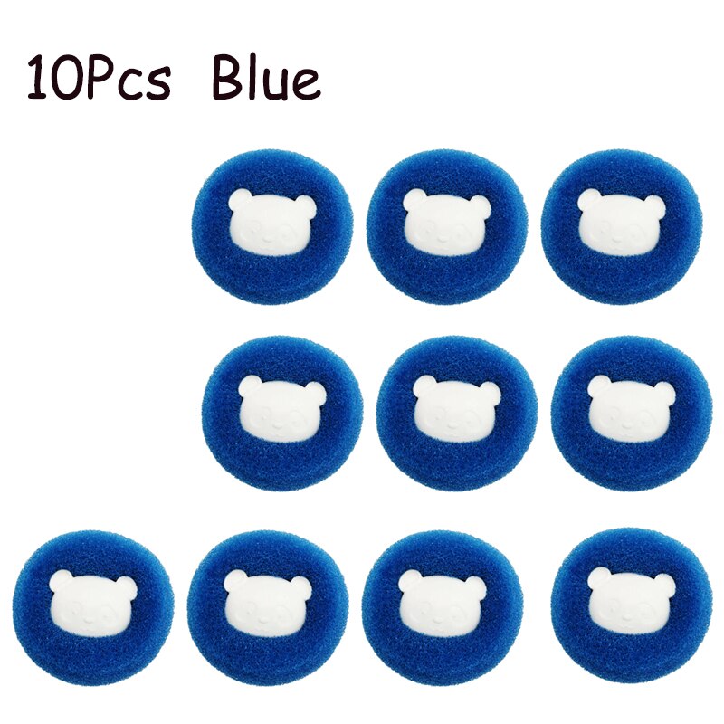 Boule à lessive magique Panda mignon, Machine à laver, nettoyage, séchage des vêtements, boule éponge réutilisable, résistant à l&#39;usure, élimination des nœuds: 10pcs Blue