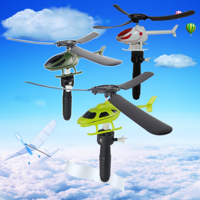 Trekkoord Helikopters Educatief Speelgoed Helikopter Fly Kinderen Outdoor Game Kids Lancering Zweefvliegtuig Grappig Pull Kleine Vliegtuigen