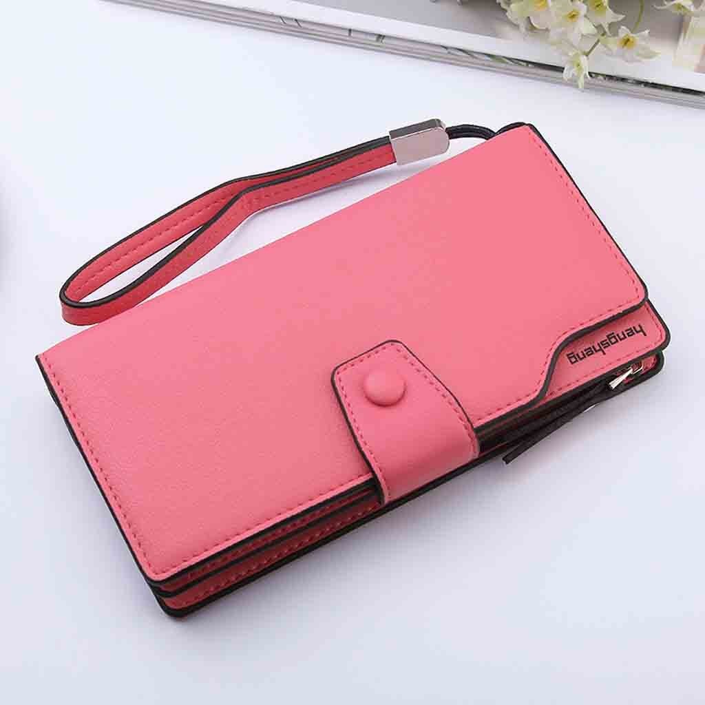 Women's Wallet Folds Casual Pure Color Large-capacity Clutch Soft Multi Wallet For Credit Cards Women #G2: Hot Pink