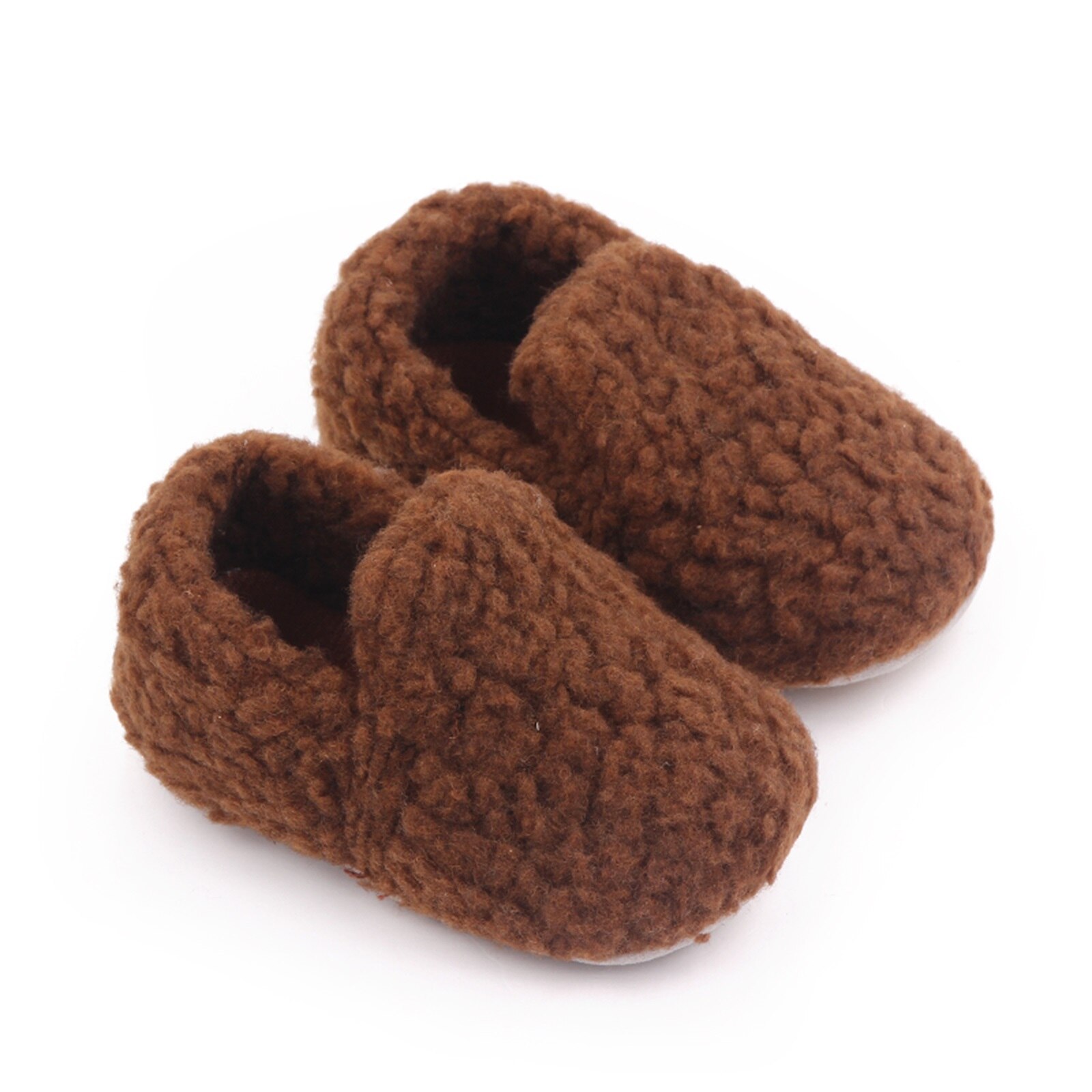 Winter Children Floor Shoes For Baby Slippers Infant Toddler Plush Warm Boys Girl Soft Anti-slip Nursey Indoor School Kids Shoes: Auburn / 7-12 Months