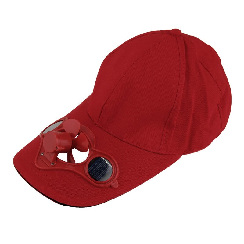 Zomer Cap Zonne Hoed Sport Hoed Outdoor Met Sun Power Koel Ventilator Voor Fietsen Vier Kleuren: red