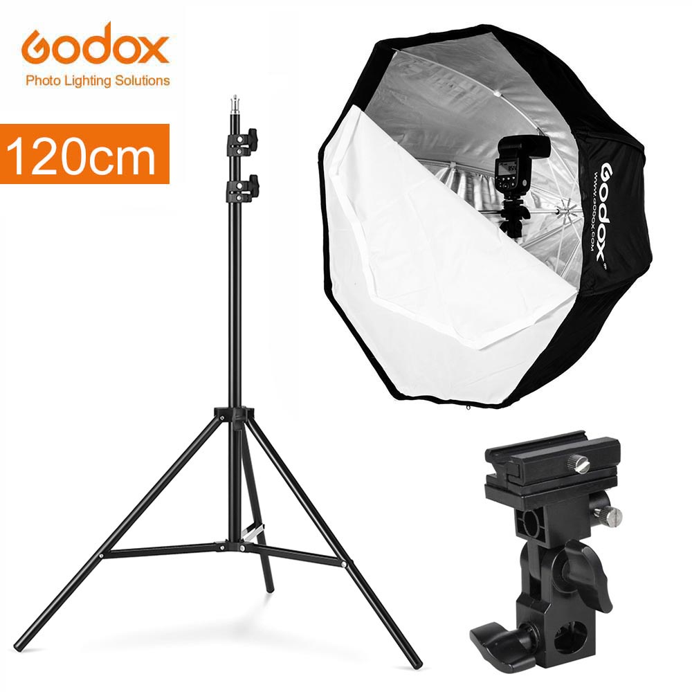 Godox-paraguas octogonal de 120cm, rejilla de nido de abeja, Softbox con soporte de luz de aluminio de 280cm, Kit de soporte para Flash Speedlight