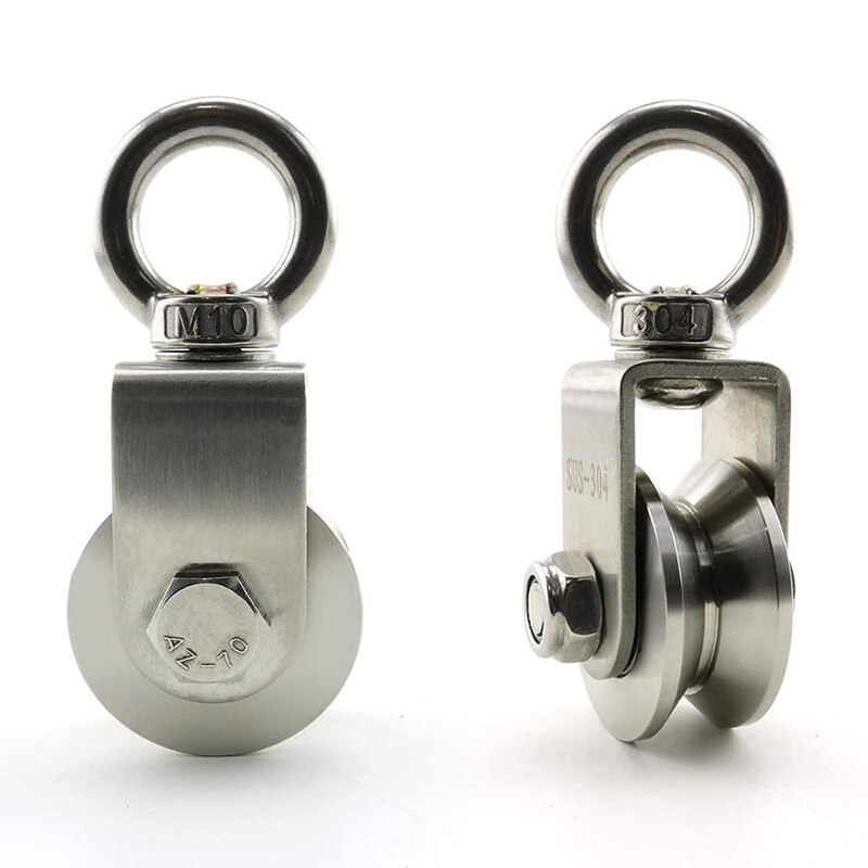 V Type Swivel Pulley 304 Stainless Steel Duplex Bearing Silent Detachable 360 Degree Rotation Heavy Duty Traction Wheel