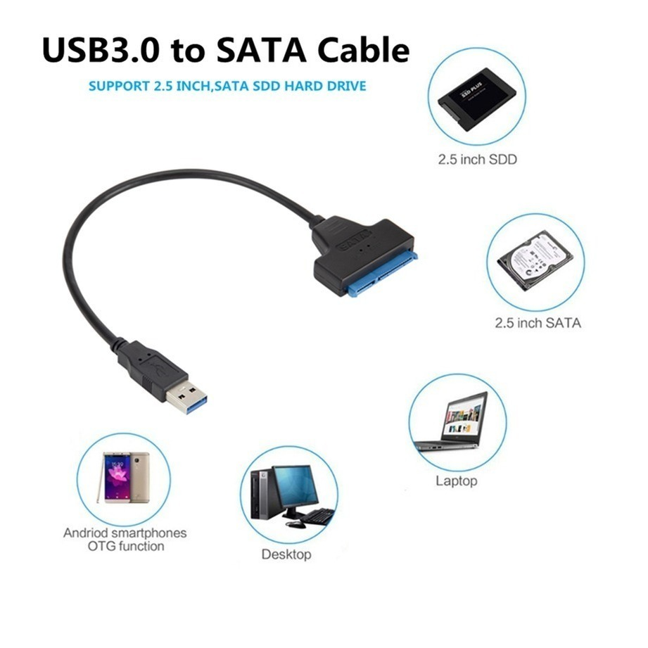 SATA to USB 3.0 / 2.0 Cable Up to 6 Gbps for 2.5 Inch External HDD SSD Hard Drive SATA 3 22 Pin Adapter USB 3.0 to Sata III Cord