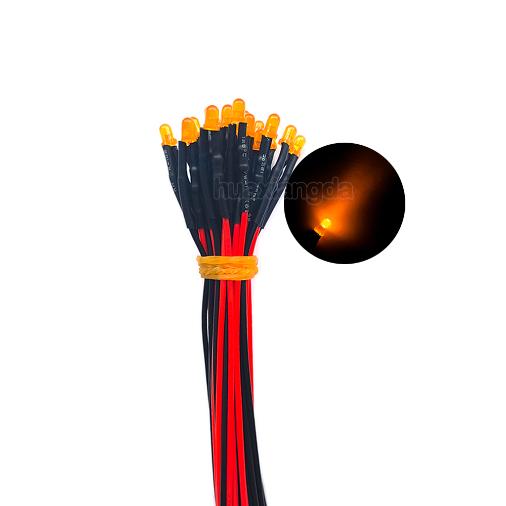 20pcs 3mm DIFFUSED LED Diode Light Emitter LED Wired 20cm 12v LED Bulb light Lamp Red Yellow Blue Green White Warm White Orange: Orange
