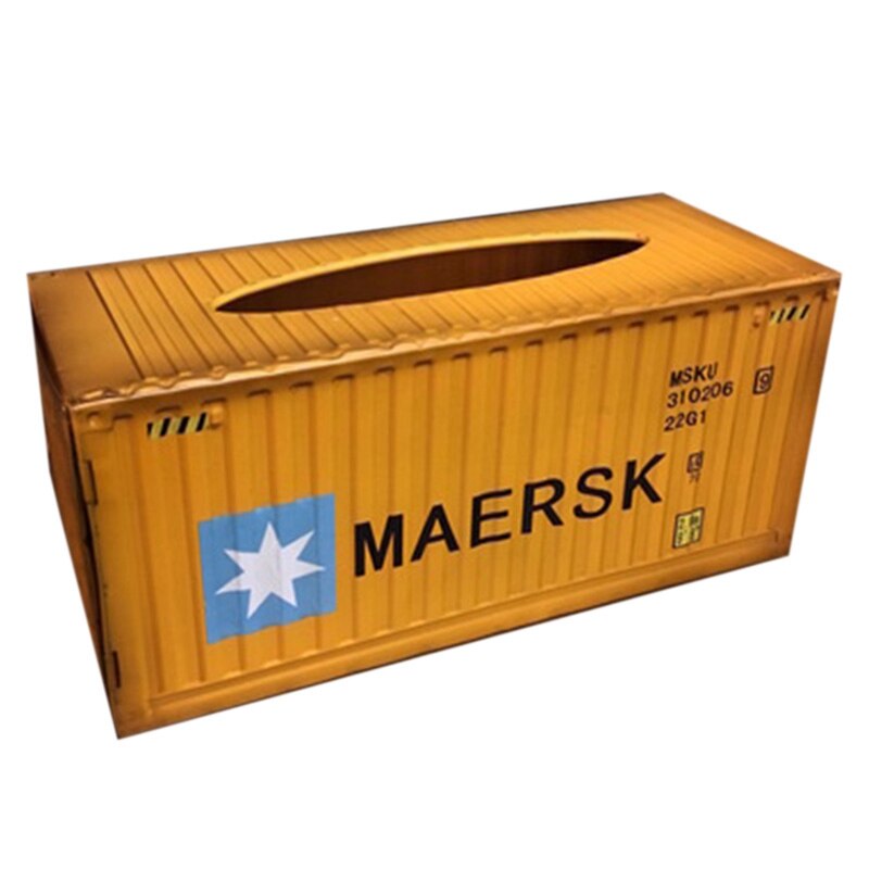 Retro Container Iron Tissue Box Home Car Napkin Paper Container Metal Paper Towel Storage Case Home Decor: Orange