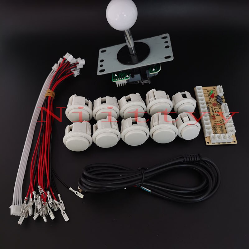 Arkadskåp joystick diy kit zero delay usb kodare till pc  ps3 sanwa joystick arkad tryckknappar spelkonsol: Vit