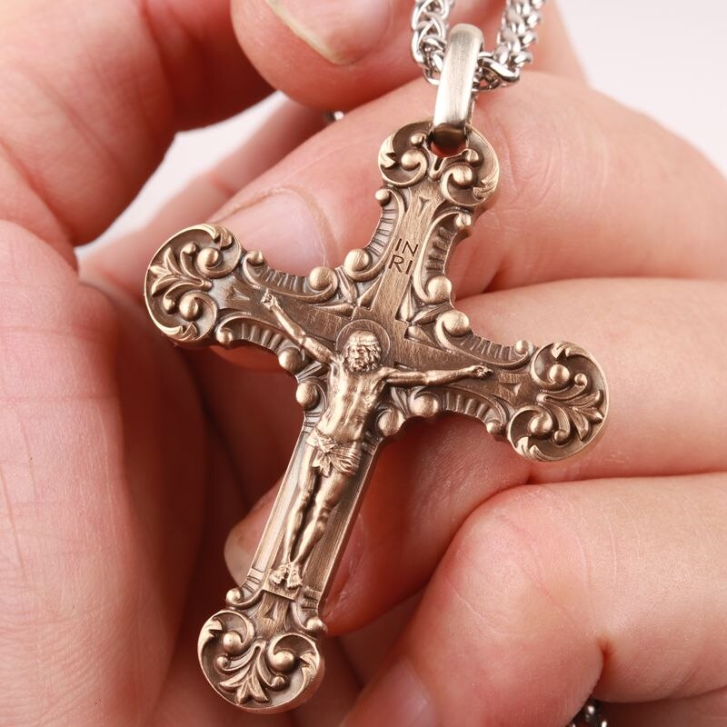 24 Inch Ketting Cross Sales H62 Messing Mannen Jusus Christus Religieuze Kruisbeeld Hanger Jezus Cn (Oorsprong) Metalen