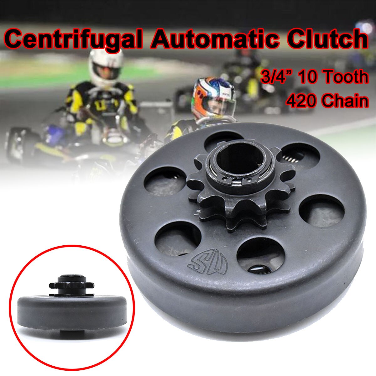 Automatic Clutch 10 Tooth 420 3/4" GO Kart Fun Centrifugal 19mm Chain for Karting