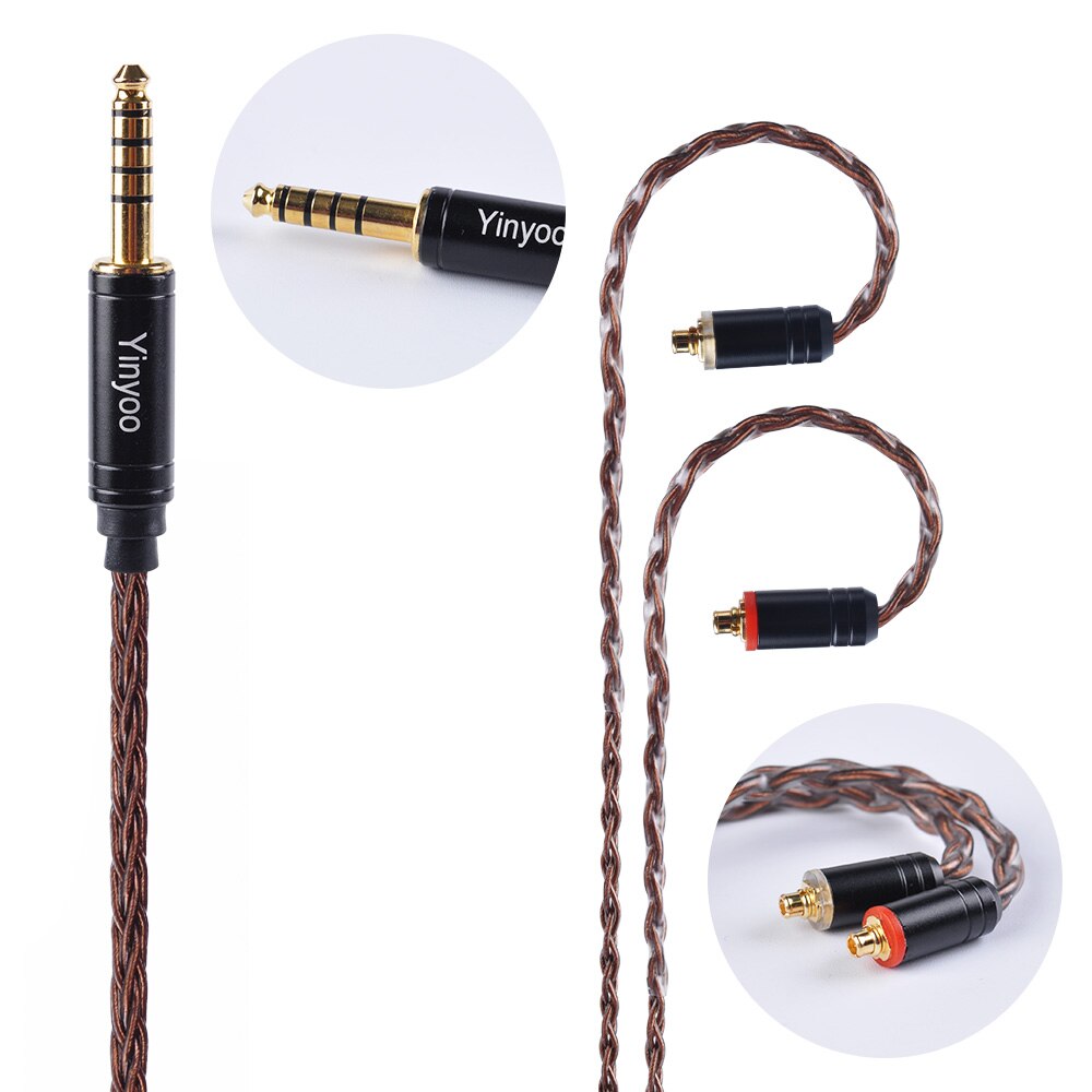 Yinyoo 8 Ader Silber Überzogene Kabel MMCX/2Stift Stecker 4,4/3,5/2,5mm Ausgeglichen Kabel Für v80 ZS10 wie10 ZST ES4 wie06 C10 C16: 4.4MMCX