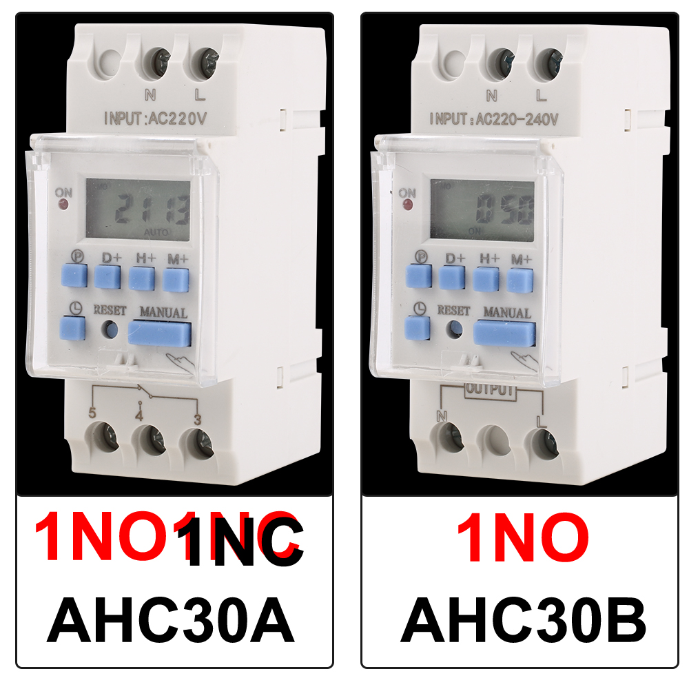 AHC30A Nieuw Type 40A Din Rail 2-draads Wekelijks 7 Dagen Programmeerbare Digitale TIJDSCHAKELAAR Relais Timer AC 12V 24V 110V 220-240V