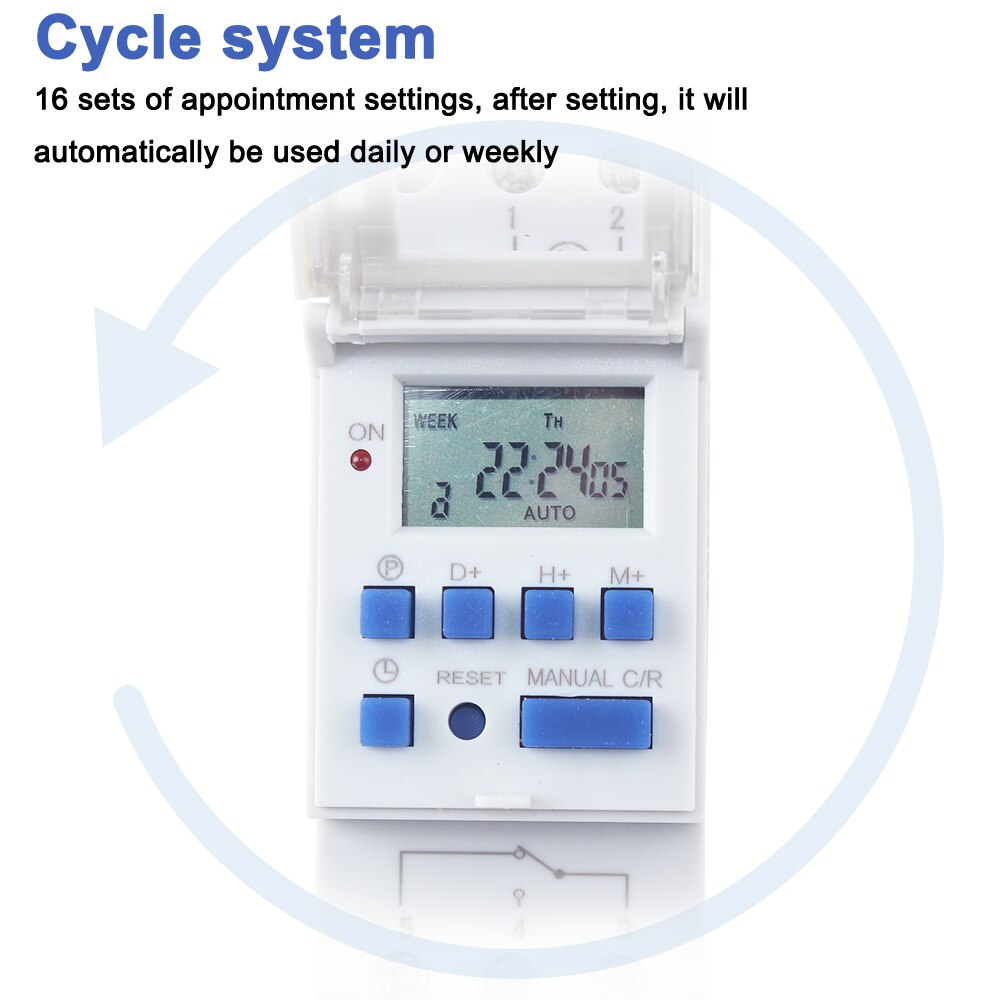 Timer Switch Din Rail Digitale TP8A16 Wekelijkse Programmeerbare Elektronische Microcomputer Schakelklok 220V 230V 6A-30A 12V Ac bell Ring